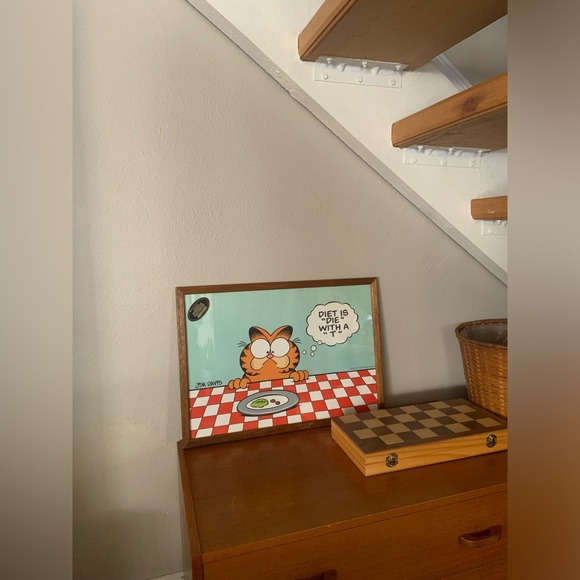 Garfield Comic Wall Art with Wooden Frame 1978 Vintage